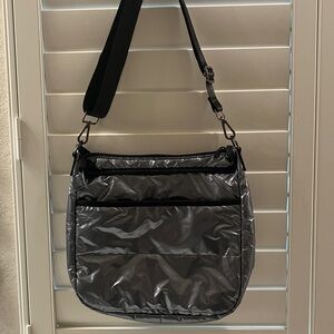HAUTE SHORE Puffer Black and Gun Metal Gray Crossbody Bag